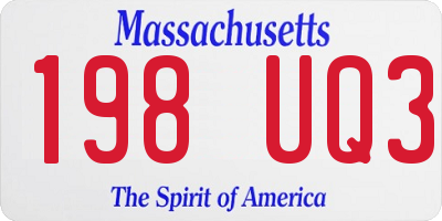 MA license plate 198UQ3