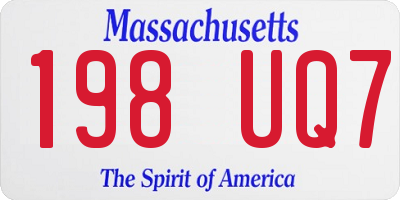 MA license plate 198UQ7