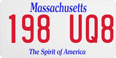 MA license plate 198UQ8
