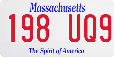MA license plate 198UQ9