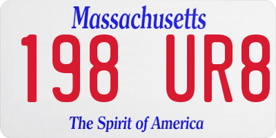 MA license plate 198UR8