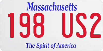 MA license plate 198US2