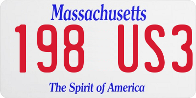 MA license plate 198US3