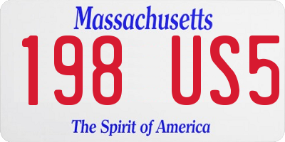 MA license plate 198US5