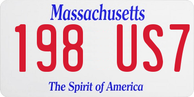 MA license plate 198US7