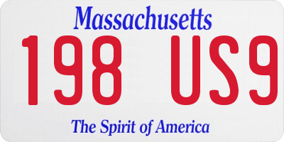 MA license plate 198US9