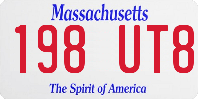 MA license plate 198UT8