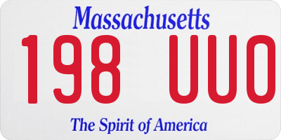 MA license plate 198UU0