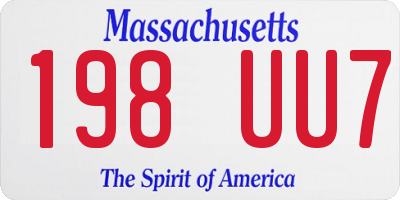 MA license plate 198UU7