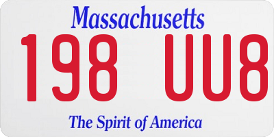 MA license plate 198UU8