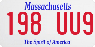 MA license plate 198UU9
