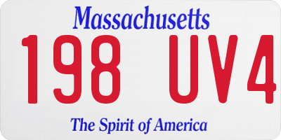 MA license plate 198UV4