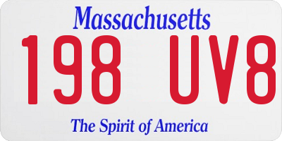 MA license plate 198UV8
