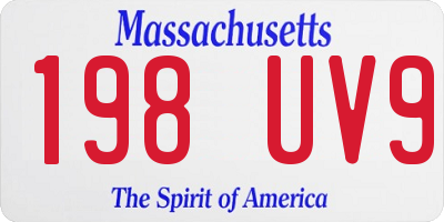 MA license plate 198UV9