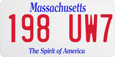 MA license plate 198UW7