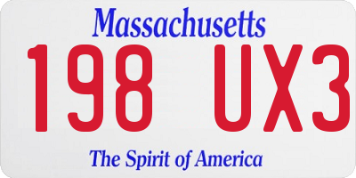 MA license plate 198UX3