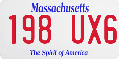 MA license plate 198UX6