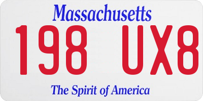 MA license plate 198UX8