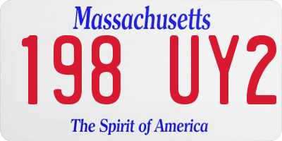 MA license plate 198UY2