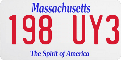 MA license plate 198UY3