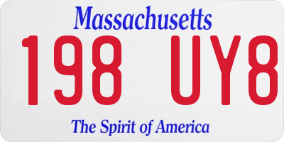 MA license plate 198UY8