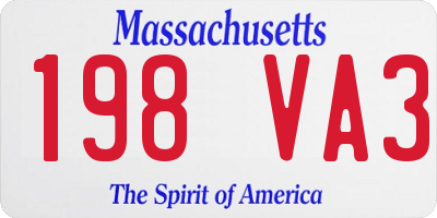 MA license plate 198VA3
