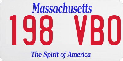 MA license plate 198VB0