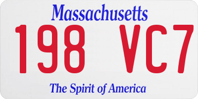 MA license plate 198VC7