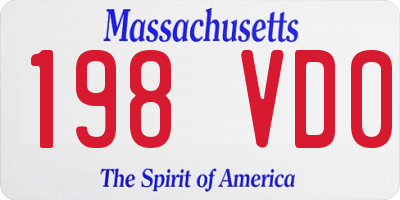 MA license plate 198VD0