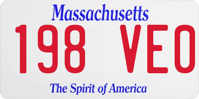 MA license plate 198VE0