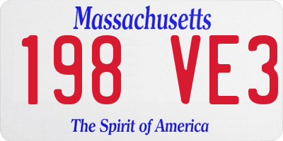 MA license plate 198VE3