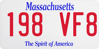 MA license plate 198VF8