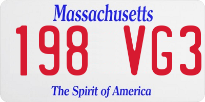 MA license plate 198VG3