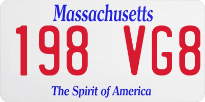 MA license plate 198VG8