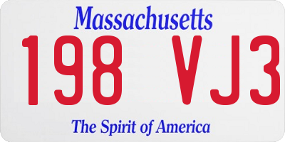 MA license plate 198VJ3
