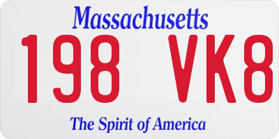 MA license plate 198VK8