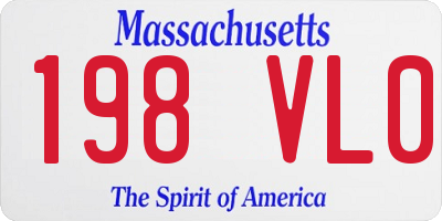 MA license plate 198VL0