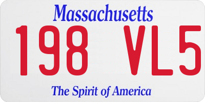 MA license plate 198VL5