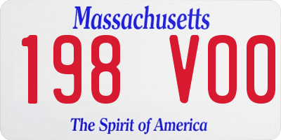 MA license plate 198VO0