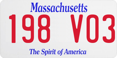MA license plate 198VO3