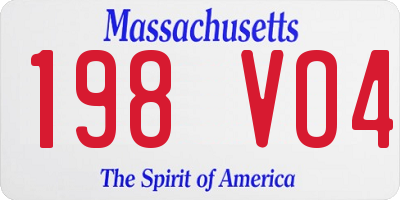 MA license plate 198VO4