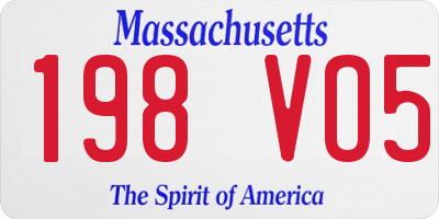 MA license plate 198VO5