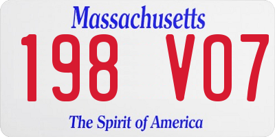 MA license plate 198VO7