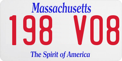 MA license plate 198VO8