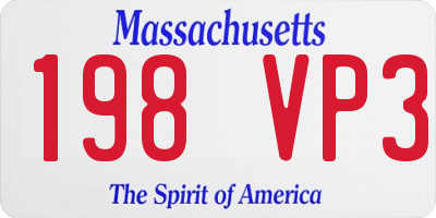 MA license plate 198VP3