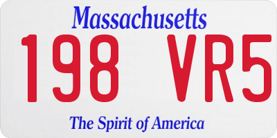 MA license plate 198VR5