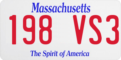 MA license plate 198VS3