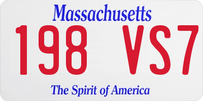 MA license plate 198VS7
