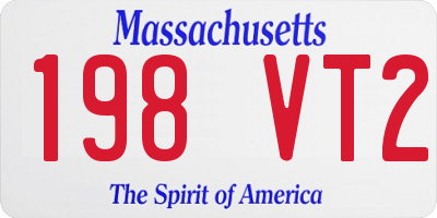 MA license plate 198VT2