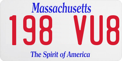 MA license plate 198VU8